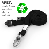 Schlüsselbänder aus recyceltem RPET Schwarz 10 mm mit drehbarem Metallclip 100 Stück - cards-x GmbH