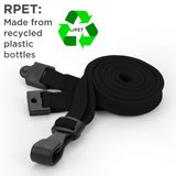Schlüsselbänder aus recyceltem RPET Schwarz 10 mm Lanyards mit Plastik-J-Clip 100 Stück - cards-x GmbH