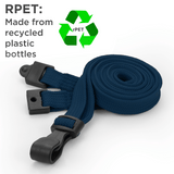 Schlüsselbänder aus recyceltem RPET Dunkelblau 10 mm mit Plastik-J-Clip 100 Stück - cards-x GmbH