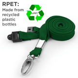 Schlüsselbänder aus recyceltem RPET Dunkelgrün 10 mm mit drehbarem Metallclip 100 Stück - cards-x GmbH