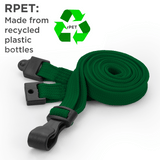 Schlüsselbänder aus recyceltem RPET Dunkelgrün 10 mm Lanyards mit Plastik-J-Clip 100 Stück - cards-x GmbH