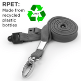 Schlüsselbänder aus recyceltem RPET Grau 10 mm mit drehbarem Metallclip 100 Stück - cards-x GmbH