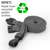 Schlüsselbänder aus recyceltem RPET Grau 10 mm mit Plastik-J-Clip | 100 Stück - cards-x GmbH