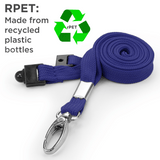 Schlüsselbänder aus recyceltem RPET Marineblaue 10 mm mit drehbarem Metallclip 100 Stück - cards-x GmbH