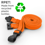 Schlüsselbänder aus recyceltem RPET Lanyard Orange 10 mm mit Plastik-J-Clip 100 Stück - cards-x GmbH