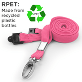 Schlüsselbänder aus recyceltem RPET rosa 10 mm mit drehbarem Metallclip 100 Stück - cards-x GmbH