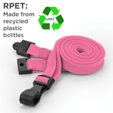 Schlüsselbänder aus recyceltem RPET Rosa 10 mm mit Plastik-J-Clip 100 Stück - cards-x GmbH