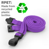 Schlüsselbänder aus recyceltem RPET Lila 10 mm mit Plastik-J-Clip 100 Stück - cards-x GmbH