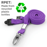 Schlüsselbänder aus recyceltem RPET Lila 10 mm mit drehbarem Metallclip 100 Stück - cards-x GmbH