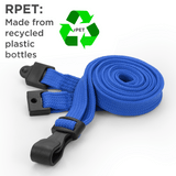 Schlüsselbänder aus recyceltem RPET Königsblau 10 mm mit Plastik-J-Clip 100 Stück - cards-x GmbH