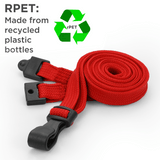 Schlüsselbänder aus recyceltem RPET Rot 10 mm mit Plastik-J-Clip 100 Stück - cards-x GmbH