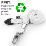 Schlüsselbänder aus recyceltem RPET Weiß 10 mm mit drehbarem Metallclip 100 Stück - cards-x GmbH