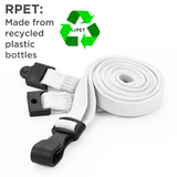Schlüsselbänder aus recyceltem RPET Weiß 10mm mit Plastik-J-Clip 100 Stück - cards-x GmbH