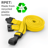 Schlüsselbänder aus recyceltem RPET Gelb Lanyards 10 mm mit Plastik-J-Clip 100 Stück - cards-x GmbH