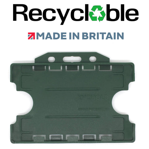 Evohold recycelbare doppelseitige Ausweishalter im Querformat – dunkelgrün (100 Stück)