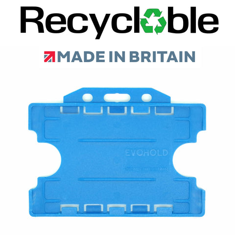 Evohold recycelbare doppelseitige Ausweishalter im Querformat – hellblau (100 Stück)