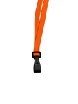 Orangefarbenes Lanyard mit Plastikclip, Vorderansicht