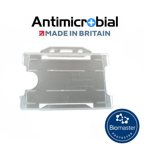 Evohold antimikrobielle einseitige Ausweishalter im Querformat - transparent, 100 Stück