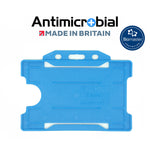 Evohold Antimikrobielle einseitige Ausweishalter im Querformat - hellblau (100 Stück)