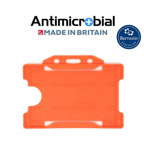 Evohold Antimikrobielle einseitige Ausweishalter im Querformat - Orange (100 Stück)