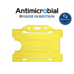 EVOHOLD ANTIMICROBIAL SINGLE SIDED LANDSCAPE ID CARD HOLDERS - YELLOW (PACK OF 100)
