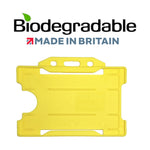 EVOHOLD BIODEGRADABLE SINGLE SIDED LANDSCAPE ID CARD HOLDERS - YELLOW (PACK OF 100)