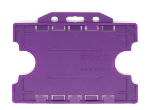 EVOHOLD BIODEGRADABLE DOUBLE SIDED LANDSCAPE ID CARD HOLDERS - PURPLE (PACK OF 100)