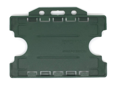 EVOHOLD ANTIMICROBIAL DOUBLE SIDED LANDSCAPE ID CARD HOLDERS - DARK GREEN (PACK OF 100)