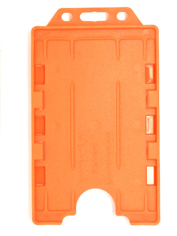 EVOHOLD ANTIMICROBIAL DOUBLE SIDED PORTRAIT ID CARD HOLDERS - ORANGE (PACK OF 100)
