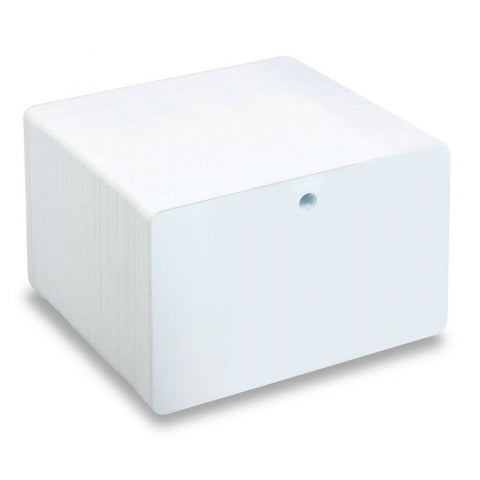 Blank white PVC cards with hole punch long side-100 pieces