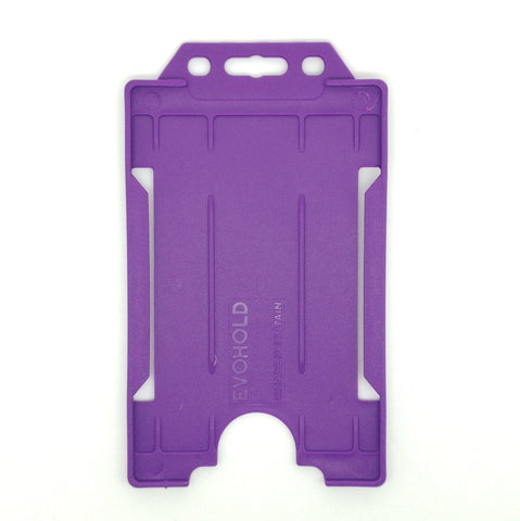 EVOHOLD BIODEGRADABLE SINGLE SIDED PORTRAIT ID CARD HOLDERS - PURPLE (PACK OF 100)