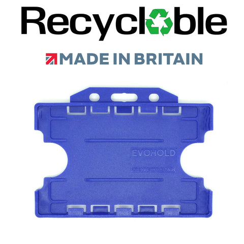Evohold recycelbare doppelseitige Ausweishalter im Querformat – Marineblau (100 Stück)