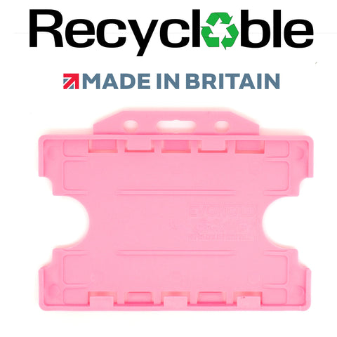 Evohold recycelbare doppelseitige Ausweishalter im Querformat – Rosa (100 Stück)