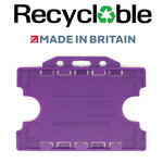 EVOHOLD RECYCLABLE DOUBLE SIDED LANDSCAPE ID CARD HOLDERS - PURPLE (PACK OF 100)
