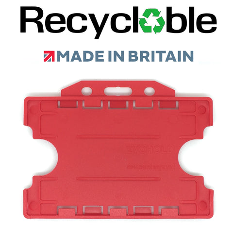 Evohold recycelbare doppelseitige Ausweishalter im Querformat – Rot (100 Stück)