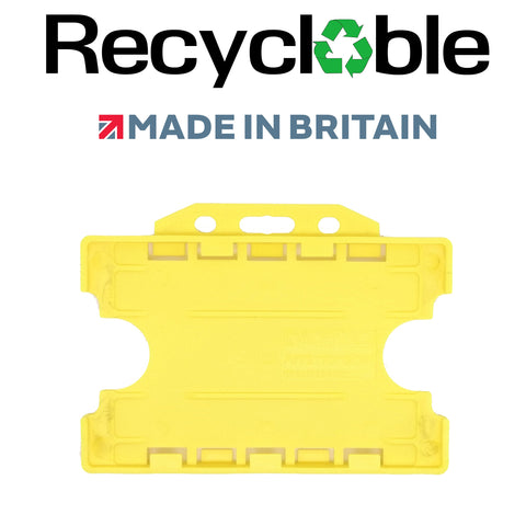 EVOHOLD RECYCLABLE DOUBLE SIDED LANDSCAPE ID CARD HOLDERS - YELLOW (PACK OF 100)