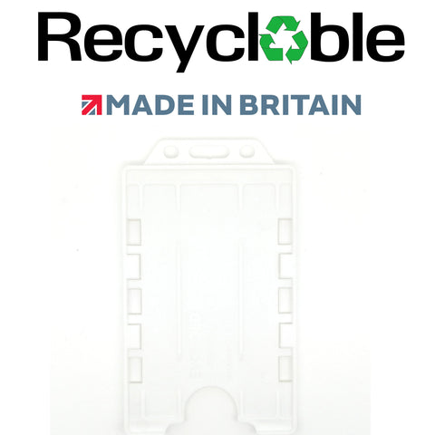 Evohold recycelbare doppelseitige Ausweishalter im Hochformat – Weiß (100 Stück)