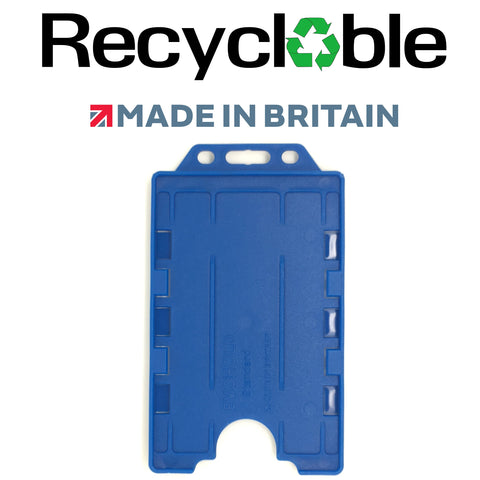 Evohold Recycelbare doppelseitige Ausweishalter im Hochformat – Marineblau (100 Stück)