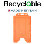 Evohold Recycelbare doppelseitige Ausweishalter im Hochformat – Orange (100 Stück)