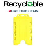 Evohold Recycelbare doppelseitige Ausweishalter im Hochformat – Gelb (100 Stück)