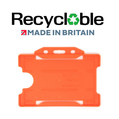 Evohold recycelbare einseitige Ausweishalter im Querformat – Orange (100 Stück)